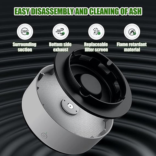 2-in-1 Air Purifier Quiet Ashtray, Multifunction Electronic Smokeless Car Ashtray