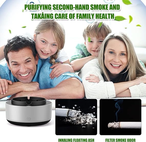 2-in-1 Air Purifier Quiet Ashtray, Multifunction Electronic Smokeless Car Ashtray