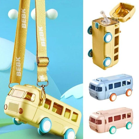 Bus Shape School Water Bottle With Strap 500 Ml (random Color)