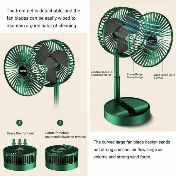 Rechargeable – Portable Telescopic Folding Fan Table Desk Fan